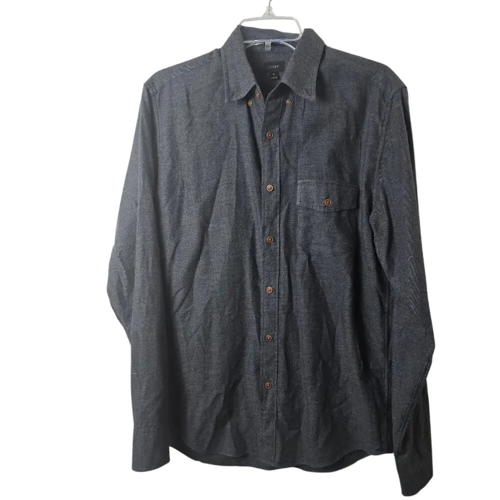 J.Crew Men's Gray Black Button-Down Shirt 100% Cotton Business Casual Workwear M